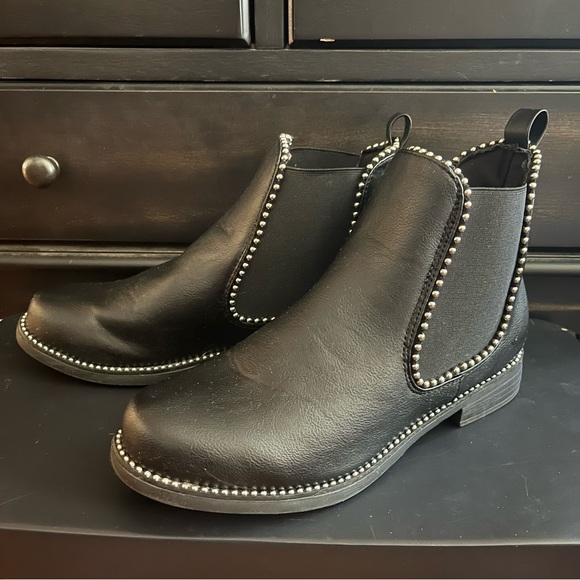 Studded Black Ankle Boots - Picture 1 of 5